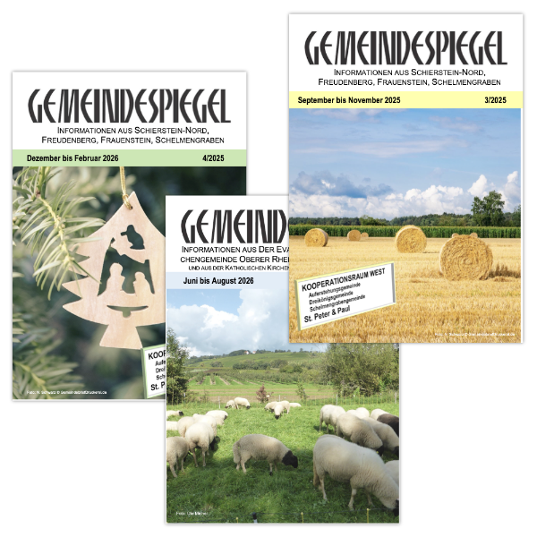 Ansicht drei Ausgaben des Gemeindespiegels
